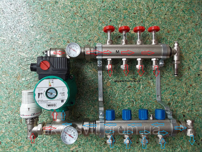 схема циркуляции воды в коллекторе с термостатическим клапаном